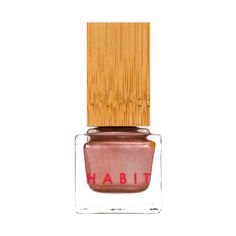 Habit nail polish is toxin-free, vegan, cruelty-free, & infused with Myrrh extract to promote nail strength and provide anti-bacterial and anti-inflammatory properties. All products are packaged as sustainably as possible. We're the only makeup brand using post-consumer plastic packaging, FSC-certified paperboard boxes, and biodegradable bamboo. Why you'll love it: A healthier Habit, our nail polish is made with a vegan, cruelty-free, toxin-free formula and infused with Myrrh extract to improve Aesthetic Nail Polish, Strengthening Nail Polish, Rose Gold Nail Polish, Makeup And Perfume, Nail Polish Bottle, New Product Launch, Aesthetic Nail, Gold Nail Polish, Lips Nails