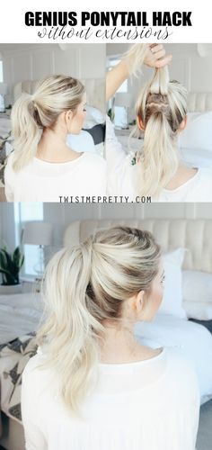 Ponytail Medium Length Hair, Professional Ponytail For Work, Medium Length Ponytail Ideas, Fine Hair Ponytail, Week Hairstyles, Easy Ponytail Hairstyles, Ponytail Hack, Easy Ponytail, Hair Doos