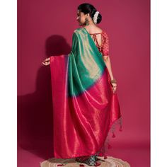 Green & Pink colored saree is made from kanjivaram silk fabric which is highlighted with beautiful zari weaving work as shown. comes along unstitched kanjivaram silk blouse piece which you can customise as per your design/style. Occasion - You can wear this saree for casual, outing & get together. Note:- The actual product may differ slightly in color and design from the one illustrated in the images when compared with computer or mobile screen. Measurements: Saree : KanjiVaram : 5.5 Mtrs Blouse : KanjiVaram Silk : 0.8 Mtr Material: KanjiVaram Silk Stitch Type: Unstitched Country of Origin: India Care Guide: Dry Clean Blouse Kanjivaram, Saree Kanjivaram, Kanjivaram Silk Saree, Mobile Screen, Blouse Piece, Surprise Gifts, Silk Blouse, Silk Fabric, Silk Saree