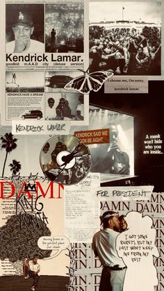 a collage of posters and pictures with words on them