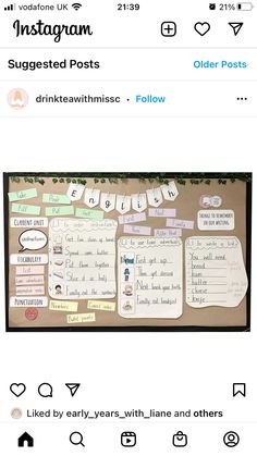 an instagram page with post - it notes attached to the back of each post