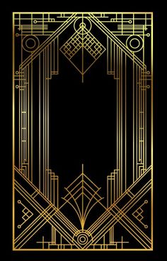 an art deco design in gold and black