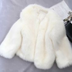 Premium Quality Womens Korean Fashion Fluffy Faux Fur Round Neck Short Jacket Winter Warm Outwea, Womens Coats Jackets Fluffy Jacket Outfit, Short Fur Coat, Winter Faux Fur Coat, Faux Fox Fur Coat, Fox Hair, White Fur Coat, Womens Faux Fur Coat, Plush Coat, Fluffy Jacket