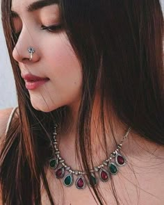 Piercing Women, Black Metal Jewelry, Indian Wedding Jewelry Sets, Clap Back, Antique Silver Jewelry, Nose Pin, Self Portrait Poses, Stylish Photo