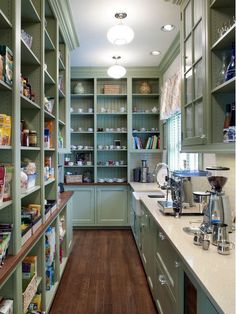 a large pantry with lots of shelves filled with food