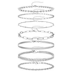 PRICES MAY VARY. ♥【Extra Large Anklets for Women】The Length of the plus size silver snklets: 9" + 2.5" Extended Chain,you can easily to adjust ankle bracelets length by yourself,adjustable ankle bracelet suitable for most people. ♥【7PC Silver Anklets Set】These layered ankle bracelets sets comes 7 separate chains.various chain styles are available for you to choose. Including satellite chain/paperclip link chain/mirror chain/beaded chain/cuban chain/rope chain/snake chain.they can be used as foot Bracelets Sets, Heart Ankle Bracelet, Silver Ankle Bracelet, Gold Jewelry Gift, Silver Anklet, Swimming Beach, Beach Anklets, Gold Jewelry Sets, Gold Anklet