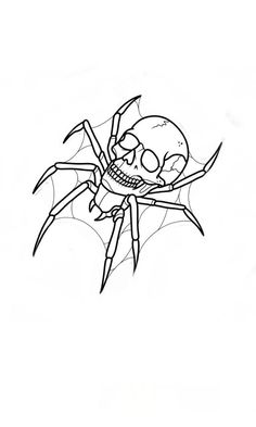 a drawing of a spider with a skull on it's back