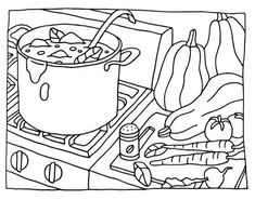 an image of food cooking in the oven coloring page for adults and children to color