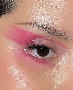 Experimental Eye Makeup, Asymmetrical Makeup, Serial Monogamist, Pink Graphic Liner, Pink Eyeliner, Valentine Hair, Prom Eye Makeup, Makeup Face Charts, Work Makeup