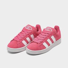 Pink Campus 00, Pink Adidas Campus, Adidas Campus Pink, Adidas Campus 00s Pink, Colorful Adidas, 70s Shoes, Dream Items, Barbie Vibes, Adidas Campus