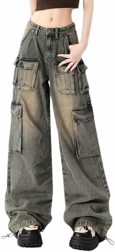 Baggy Jeans For Women, Low Rise Baggy Jeans, Blue Cargo Pants, Workwear Jeans, Baggy Cargo Pants, Oversized Jeans, Work Jeans, Jeans Y2k