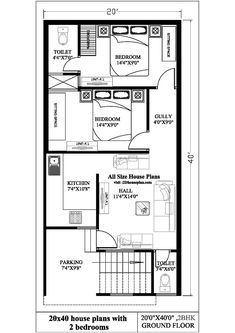 the floor plan for a small house with 2 bedroom and living room in one area