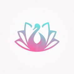 a swan is sitting on top of a lotus flower logo for an appliance