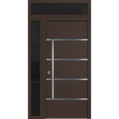 a brown door with glass panels on the side