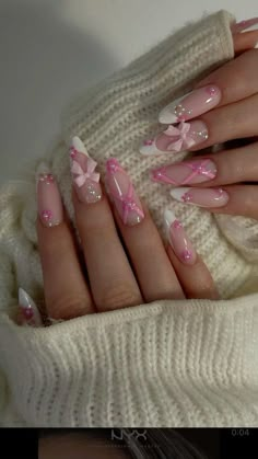 Bow Nails, Baby Pink Nails, Nail Art Gel, Nagel Tips, Girly Acrylic Nails, Soft Nails, Pink Acrylic Nails, Funky Nails, Pretty Acrylic Nails