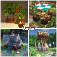 four different images of the same area in minecraft