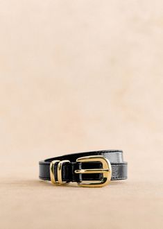 Hip belt;Made in our Italian atelier;Smooth leather exterior;Leather lining;Brass buckle with light gold finish;Closing with a pin buckle;Available in four sizes, 75cm / 29.5 in , 85cm / 33.5 in , 95cm / 37.4 in and 105cm / 41.3 in;Width 1.7 cm / 0.7 in Sezane Belt, Hip Belt, Gold Belts, Python Print, Brass Buckle, Metallic Blue, Leather Leggings, Parisian Style, Black Belt