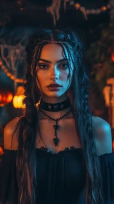 Half Up Witchy Hair, Witch Hairstyles Halloween, Sea Witch Hair, Long Goth Hair, Braids With Beanie, Halloween Braids, Goth Hairstyle, Witchy Hairstyles, Witch Hairstyles