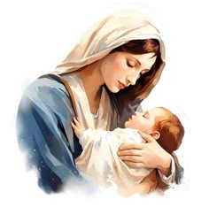 a painting of a woman holding a baby in her arms with the words jesus on it