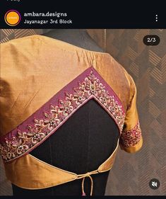 Back Thread Blouse Designs, Backpack Blouse Design, Fitted Blouse Piece With Cutdana In Silk Thread, Designer Silk Blouse With Cutdana, Cutdana Katan Silk Blouse For Navratri, Navratri Katan Silk Blouse With Cutdana Details, Silk Cutdana Blouse For Puja, Back Open Blouse Designs