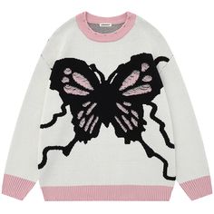 LEMANDIK® Ripped Jacquard Sweater Butterfly Butterfly Sweater, Apricot Sweater, Color Block Pattern, Jacquard Sweater, Block Pattern, Jacquard Knit, Knitted Sweater, Sophisticated Style, Winter Wardrobe