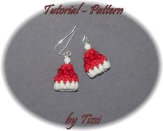 red and white knitted christmas hat earrings