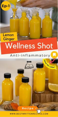 lemon ginger wellness shot recipe for anti - flammatory and detoxation