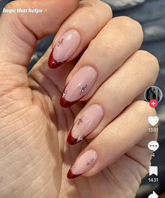 Red French Tip Nails, Red French Tip, Paris Nails, Wow Nails, Red French, Simple Gel Nails, Minimal Nails, Studded Nails