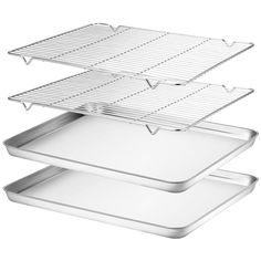 three metal trays stacked on top of each other