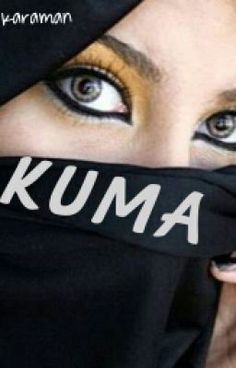 an image of a woman covering her face with the word kuma written on it