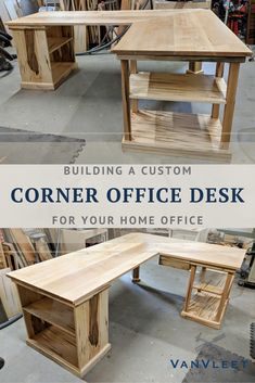 two wooden desks with the words building a custom corner office desk for your home office