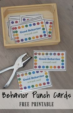 printable behavior punch cards for kids to use in the classroom or at home with free printables