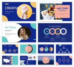 the powerpoint presentation is designed to look like it has been created in blue and pink