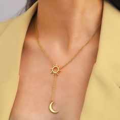 Embrace the celestial beauty with our Stainless Steel Sun Totem and Moon Necklace. This exquisite piece combines the powerful symbols of the sun and moon, representing balance, duality, and harmony in the universe. Moon from high-quality stainless steel, this necklace is not only stunning but also durable and resistant to tarnish, ensuring it remains a cherished part of your jewelry collection for years to come. The intricately designed sun totem captures the radiance and strength of the sun, while the serene moon pendant reflects the calm and tranquility of the night. Perfect for daily wear or special occasions, this necklace is a versatile accessory that complements any outfit. Whether you're treating yourself or looking for a thoughtful gift, the Stainless Steel Sun Totem and Moon Neckl