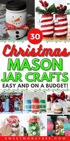 christmas mason jar crafts with text overlay