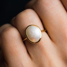 local eclectic | Simple Semi Precious Pearl Ring Elizabeth Jewelry, Knuckle Ring, Necklace Ring, Solid Gold Jewelry, Purple Wedding, Rings Simple, Unique Engagement Rings, Vintage Engagement Rings, Pearl Ring