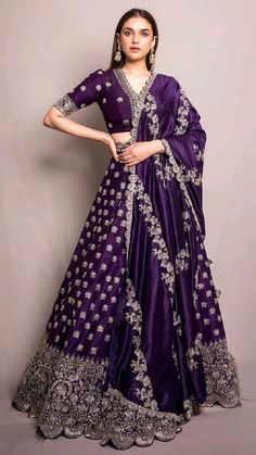 Purple Lehenga, Diwali Dresses, Indian Outfits Lehenga, Wedding Lehenga Designs, Lehenga Designs Simple, Indian Bride Outfits, Lehenga Blouse Designs, Lengha Choli, Half Saree Designs