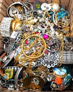 FREE SHIP! 3 Pound Unsorted Huge Lot Jewelry VTG Now Junk Art Craft Treasure FUN Junk Jewelry Victorian, Cheap Statement Jewelry For Crafting, Cheap Resizable Jewelry For Jewelry Making, Repuposed Vintage Jewelry, Altered Domino Jewelry, Antique Costume Jewelry Crafts, Vintage Jewelry Crafts Earrings, Found Object Jewelry Sculptures & Statues, Vintage Jewelry Crafts Not On The High Street