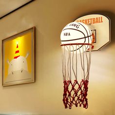 White And Red Basketball Light Cartoon Wall Sconce - Cream Glass Lamp Fixture Cool Lights For Bedroom, Sports Themed Bedroom, Basketball Decor, Basketball Hoodies, Basketball Bedroom, Light Cartoon, Basketball Room, Wall Hanging Lights, Wall Lamps Living Room