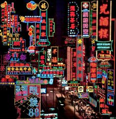 a city filled with lots of neon signs