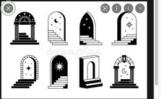 a computer screen showing different types of doors and windows with buttons on them royalty illustration