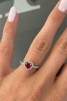 Pandora Heart Ring, Pandora Rings Heart, Ruby Heart Ring, Pandora Bracelet Designs, Pandora Ring, Heart Shaped Rings