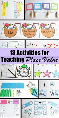 a collage of activities for teaching place value