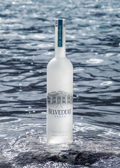 a bottle of belveder vodka in the water