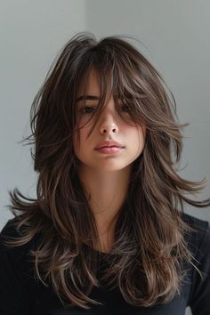 Hair Cut For Oval Shape Girl Long Hair, Hair Cuts Bangs Long, Werewolf Haircut, Layered Hair With Bangs, Thick Wavy Hair, Hair Inspiration Long, Shaggy Haircuts, Wavy Haircuts, Haircuts For Wavy Hair