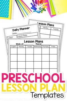 the preschool lesson plan with colorful pencils on it