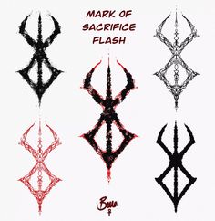 the mark of sacrifice flash is shown in four different colors and shapes