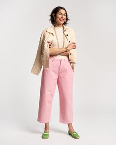 Modeled after vintage bottoms Elyce found while shopping in Paris, our Jane Corduroy Pant is a brightly-colored styling piece made to cheer up your closet. Newly designed with mini-pinwale corduroy and a slightly-longer pant leg, these boxy women's bottoms can be sized up or down depending on your preferred fit. 100% cotton Vintage oversized fit; boxy Mid-rise Zip fly Wash cold See fit video at left for more information Made in India Spring Corduroy Jeans With Pockets, Vintage Bottoms, Pink Corduroy Pants, Fit Video, Barrel Pants, Shopping In Paris, Frances Valentine, Corduroy Pant, Pink Corduroy