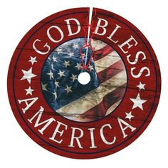 a clock with the words godbless america written in red, white and blue