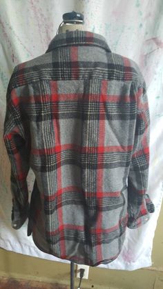 "Vintage 1990s era women's wool shirt. Gray and red plaid from Pendleton. Long sleeved, button front. Perfect condition. Size L/Large (pit to pit 22\", sleeve 27\", back length 28\"). FREE SHIPPING" Plaid Wool Shirt For Fall, Casual Plaid Wool Top, Fall Plaid Wool Shirt, Plaid Wool Long Sleeve Shirt, Winter Plaid Buttoned Tops, Retro Button-up Top For Winter, Casual Plaid Wool Shirt, Plaid Wool Tops For Winter, Winter Plaid Wool Flannel Shirt